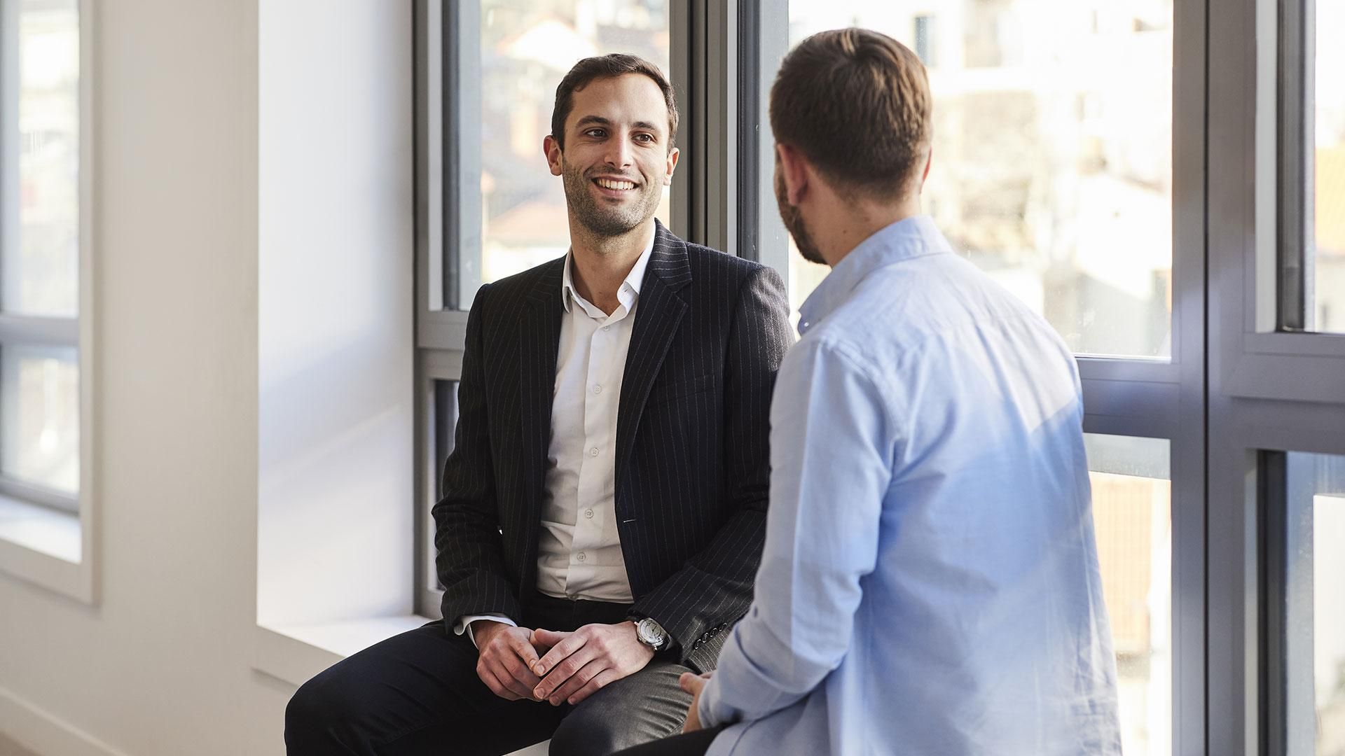 Guillaume Wetzel , Global Head of Change Communications, with trainee Benjamin Regnier, France