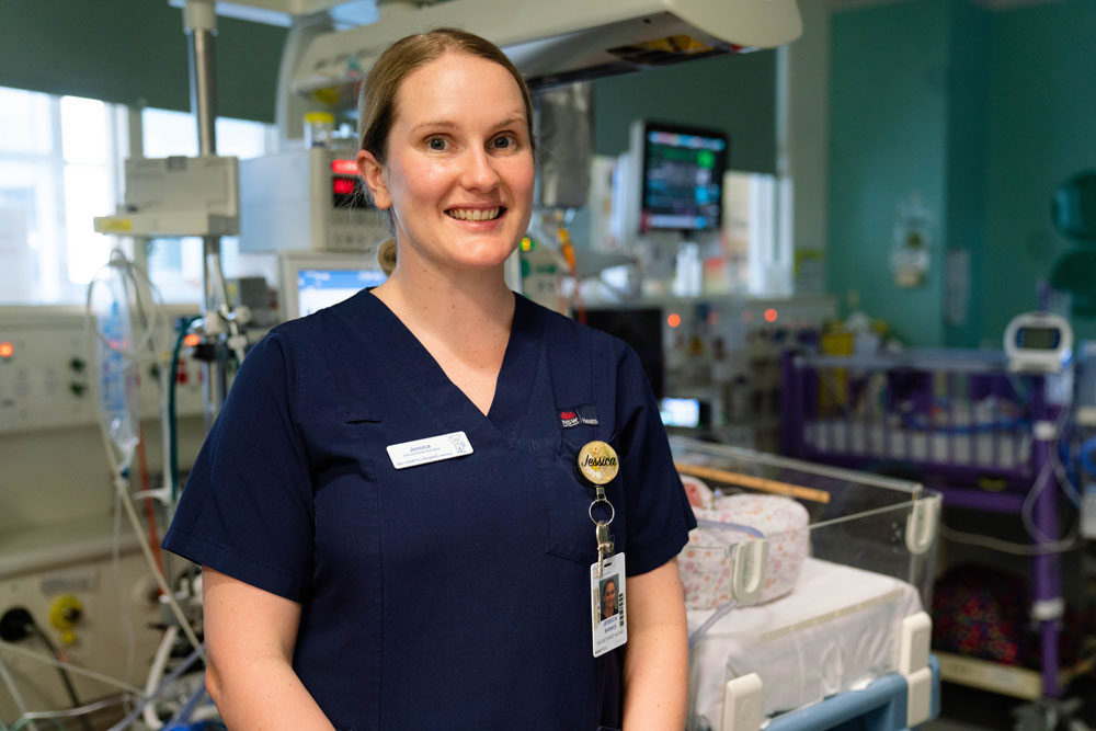 A smiling nurse.