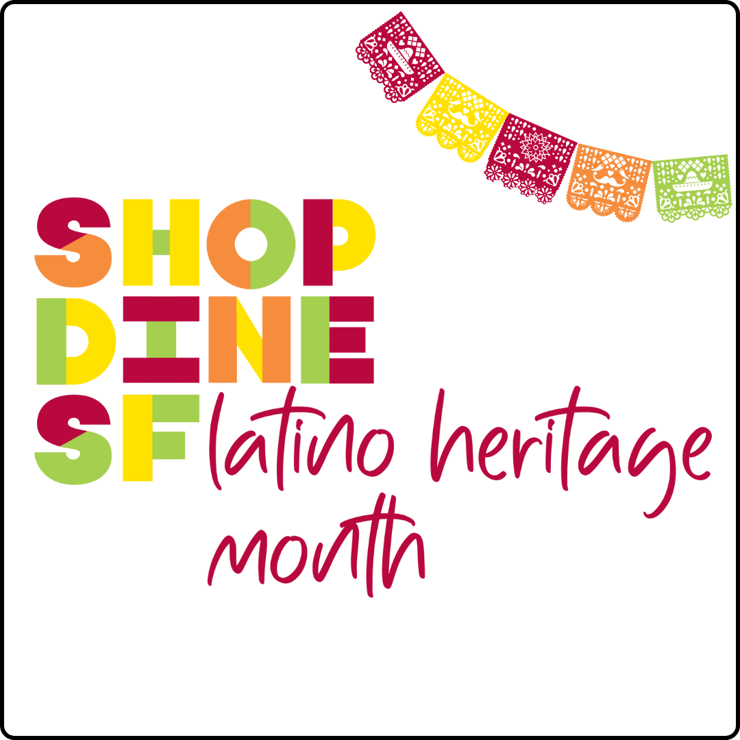 Logo reading Shop Dine Latino Heritage Month