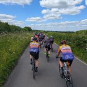 The nine members of Langport Cycle Club began their journey on June 22 at sunrise