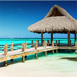 Beach and beach hut in Punta Cana, Dominican Republic