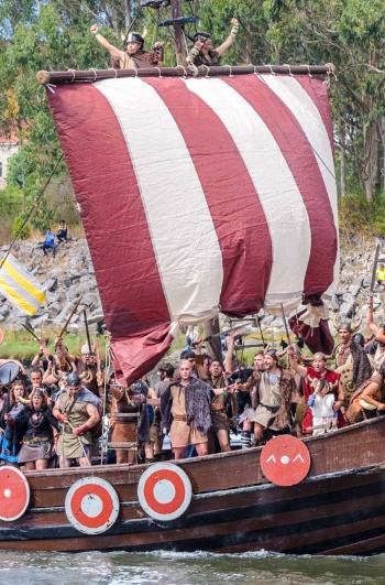 Landing during the Viking Procession in Catoira