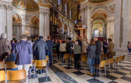 worshippers eucharist sunday services congregation