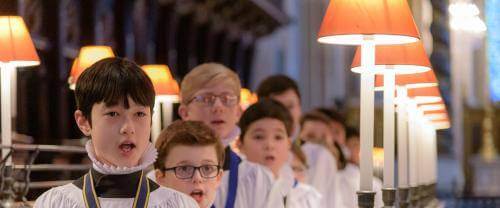 choristers at christmas choir singing music