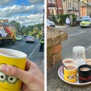 A local resident made a tray of teas for Stroud police officers while they dealt with a car crash