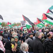 People take part in a pro-Palestine march in Hyde Park in central London (Jeff Moore/PA)