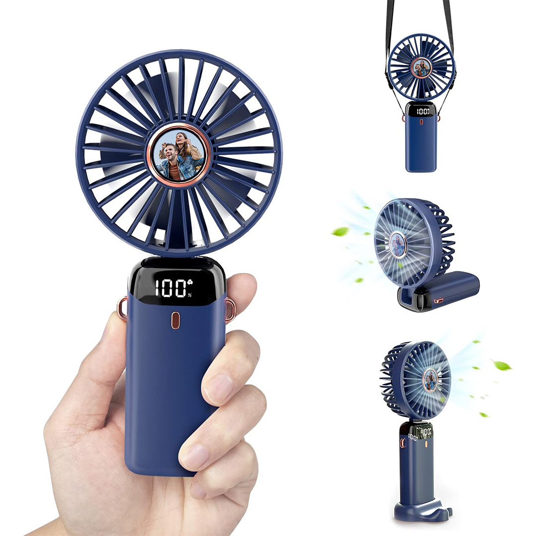 Custom Handheld Fan,5000mAh Portable Fan Mini fan Small Personal Fan ,Desk Fan Hand Held Fan Rechargeable Battery Operated Cooling Electric Fan for Women Girl Travel Office