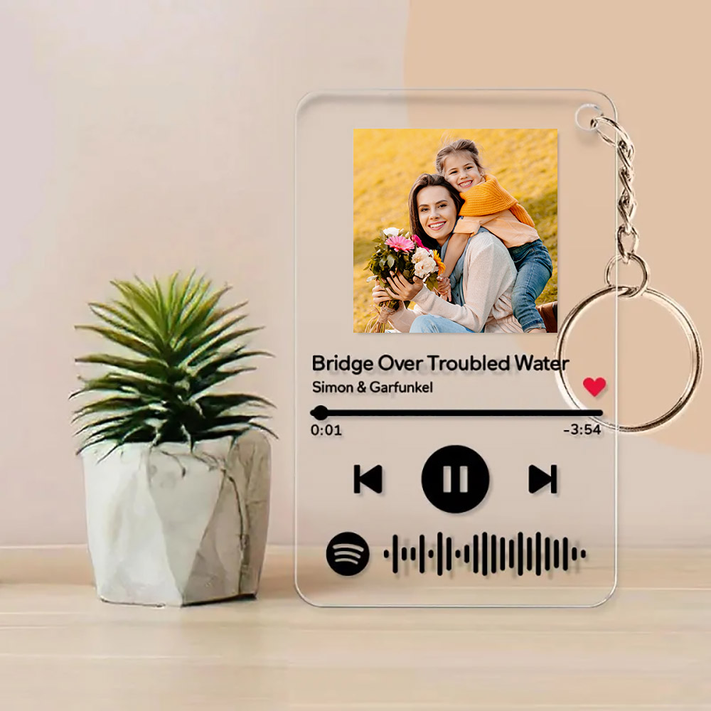 Custom Spotify Keychain with Picture,Custom Scannable Spotify Music Song Code Keychain