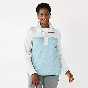 Croft & Barrow Womens Quilted Quarter-Zip Top