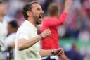Gareth Southgate celebrates England’s victory on penalties (Adam Davy/PA)
