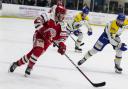 Swindon Wildcats forward Floyd Taylor pushes the puck forwards during the home shootout loss to Leeds Knights Photo: Kat Medcroft