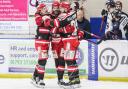 Sam Godfrey, Aaron Nell, and Tomasz Malasinski - Swindon Wildcats v Peterborough Phantoms Photo: KLM Photography