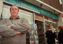 Classic Collectables shop owner Jerry Davies in Theatre Square, October 2001.