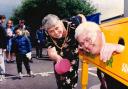 Stella and Brian Ford were all smiles before the councillor got soaked in June 1998.