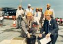 Thamesdown Mayor Jim Cordon at the topping out ceremony for Intel’s UK3 offices in May 1989.