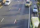 An ambulance arrived while traffic backed up on the M4