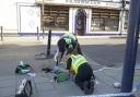 Wiltshire Police officers at the scene of the incident