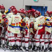 Swindon Wildcats' head coach Aaron Nell (left) is all smiles after beating Sheffield Steeldogs at the Link Centre earlier this season 		        Photo: KLM Photography