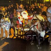 Santa Claus with reindeer at the Swindon Asda Wal-Mart in 2005