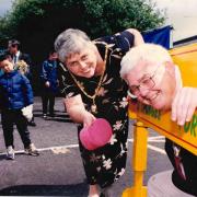 Stella and Brian Ford were all smiles before the councillor got soaked in June 1998.