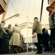 Shoppers in the Tented Market, December 1994.