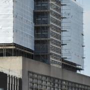 Work underway at Falcon House above the closed town centre Debenhams