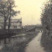 The Wilts and Berks Canal once flowed along York Road  - now Fleming Way - in Swindon. Pictured in 1914.