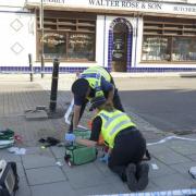 Wiltshire Police officers at the scene of the incident