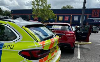 The driver was caught outside The Range in Swindon