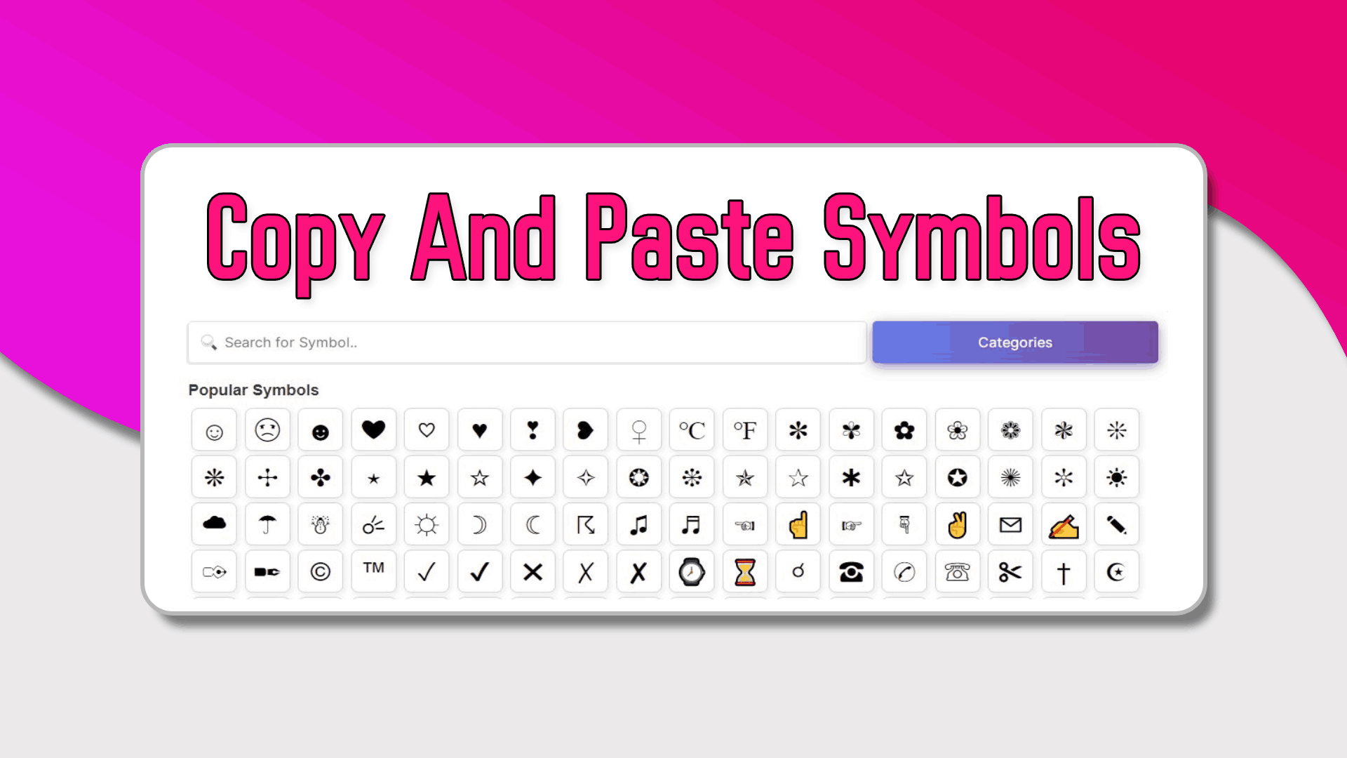 copy and paste symbols