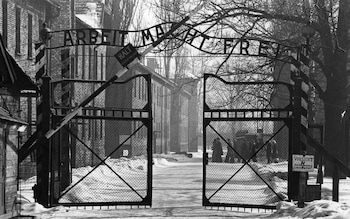 The gates of the Nazi concentration camp at Auschwitz, Poland