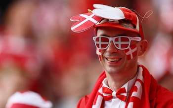  Denmark fan inside the stadium before the match