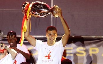 Manchester City midfielder Rodri at Spain's Euro 2024 celebrations in Madrid