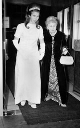 Princess Anne wearing the Cartier Halo Scroll tiara during an evening at the cinema in 1969. 