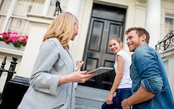 Young couple buying a house