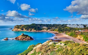 Image of La Portelet bay with Janvrin's Tomb and beach, Jersey CI.