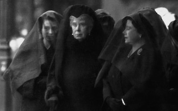 Princess Elizabeth, Queen Mary and Queen Elizabeth at the funeral of King George VI