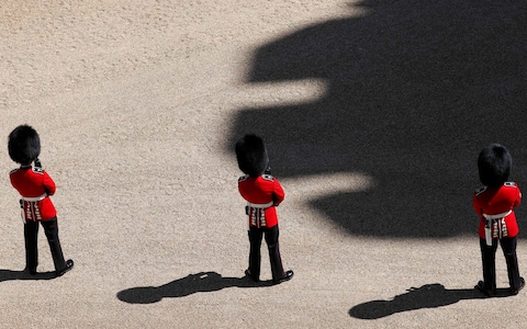 Guardsmen taking their positions during the funeral service