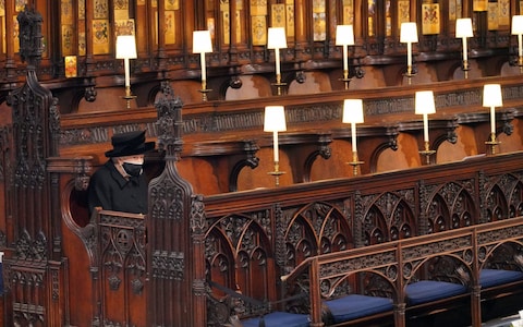 The Queen as she took her seat for the funeral