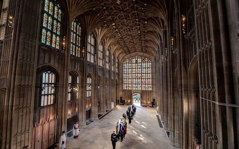 Pall Bearers carrying the coffin of the Duke of Edinburgh into St. George's Chapel