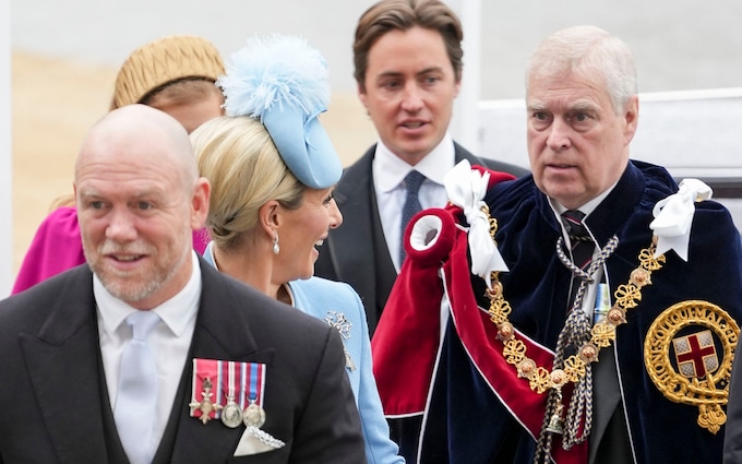 The Duke of York arriving at Westminster Abbey for the Coronation dressed in his Order of the Garter robes