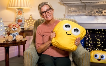 The Duchess of Edinburgh with a CBeebies mascot