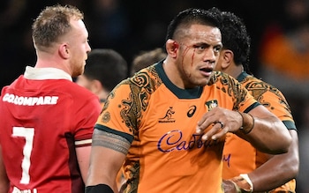 Allan Alaalatoa looks exhausted after playing Wales