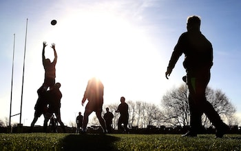 Rugby players practising. The sport has featured heavily in the concussion debate.