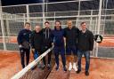 Sports personalities at a special event in the new padel courts L-R: Fabian Huerzeler, Paul Barber, Mark Weaver, Jamie Redknapp, Bobby Zamora and John Hewitt