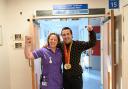 Paralympian Will Bayley re-unites with nurse Kim Brinkworth at the Queen Victoria hospital in East Grinstead