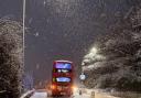 Brighton and Hove bus stuck on Coldean Lane near Falmer