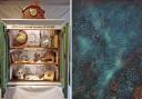 Left: Cheryl Bell’s ‘The Noosphere, a Cabinet of Curiosities.’ Right: Agness Clark’s ‘Fossilised Memories