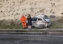 The scene of the crash on the A27