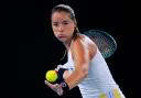 Jodie Burrage prepares to strike a forehand (Vincent Thian/AP)